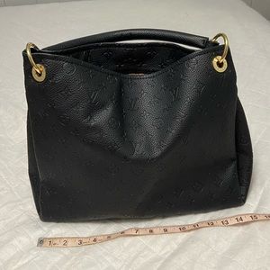 Black embossed monogram empreinte leather hobo